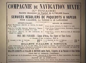 PUB ORANAISES (22) COMPANIE DE NAVIGUATION MIXTE-CIE TOUACHE